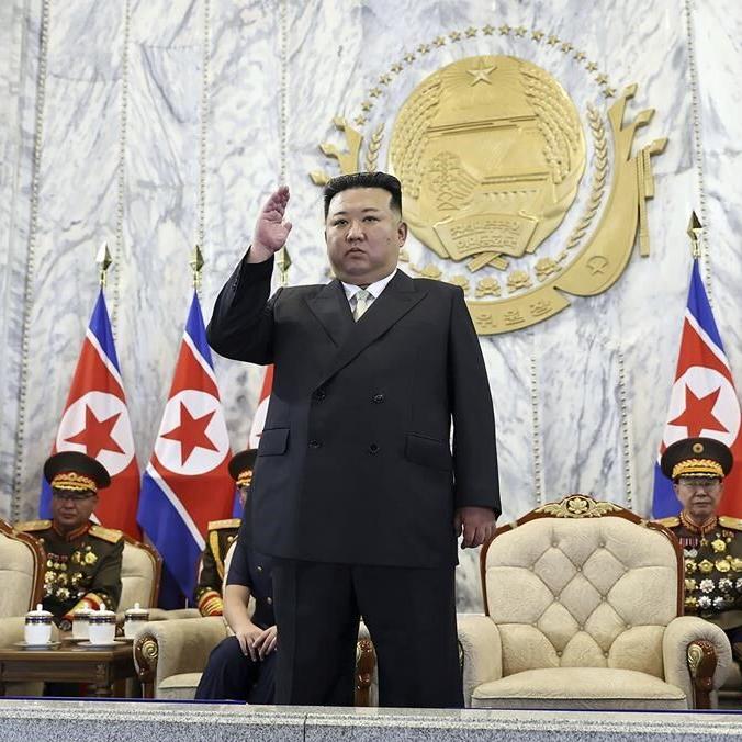 Kim Jong Un hosts Chinese and Russian guests at a parade celebrating North Korea's 75th anniversary